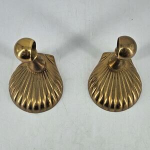 Pair of Vintage Gatco Solid Brass Scallop Shell Toilet Paper Roll Holders